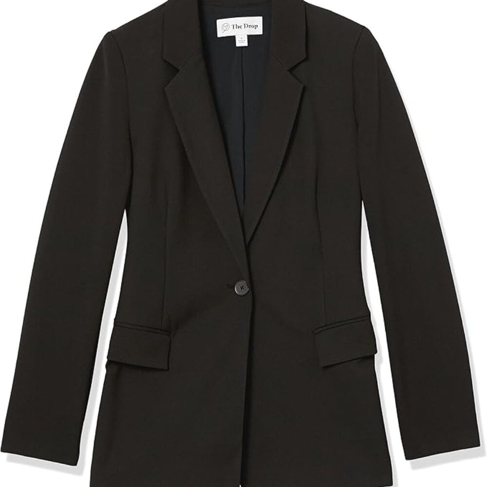 2 for $40 NWT The Drop Women's Blake Long Blazer, Black, Power Wardrobe